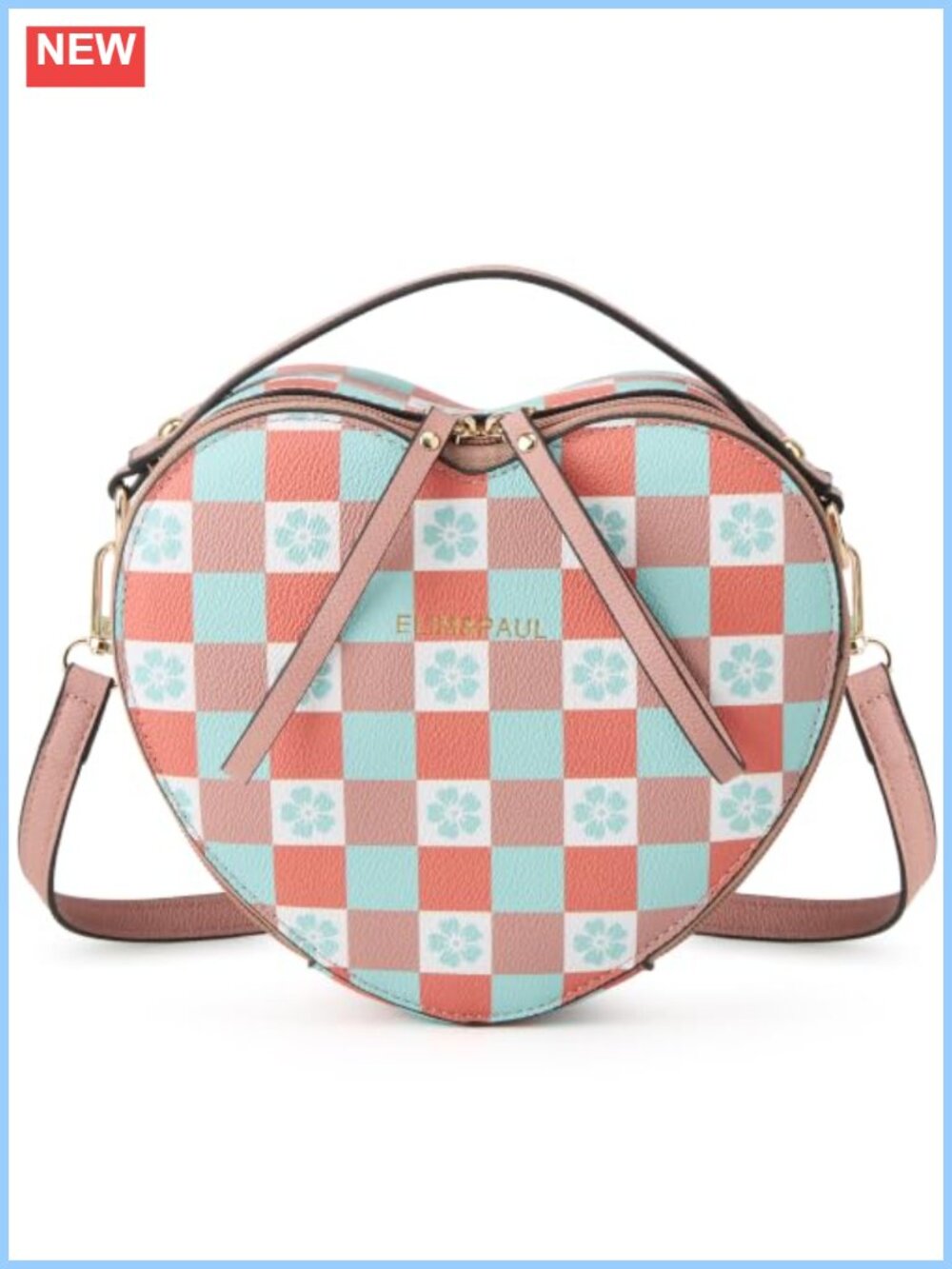 Vegan Leather Crossbody Bag Sling Adjustable Strap Heart Shape